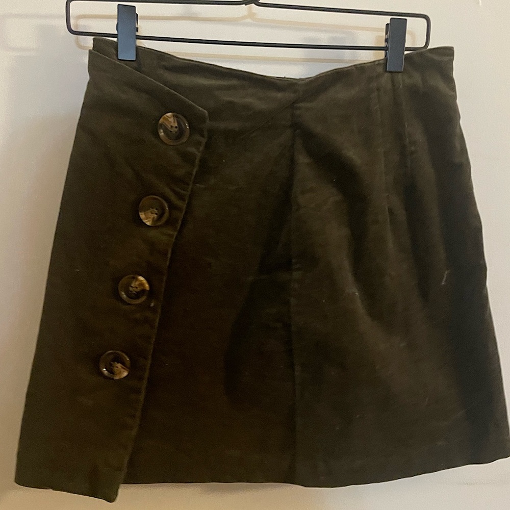 Francesca’s Miami Olive Corduroy Mini Skirt